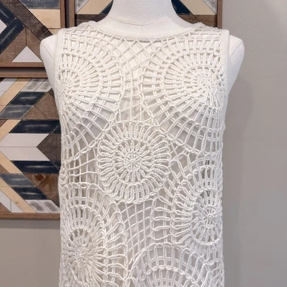 NakedCashmere Alessandra Crochet Cashmere Blend Mini Dress Ecru XS - Picture 3 of 13